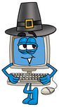 Clip Art Graphic of a Desktop Computer Cartoon Character